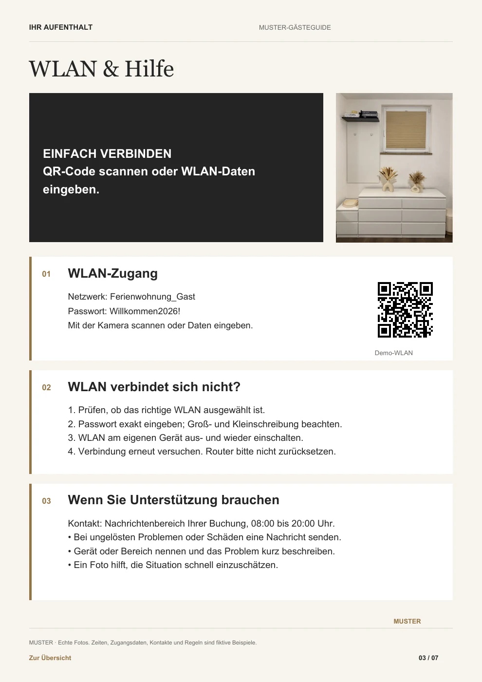 Muster-Guide, Seite 3: WLAN. Vollständiger Inhalt im verlinkten PDF.